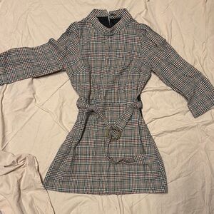 Plaid Belted Dress